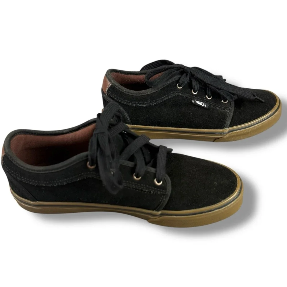 Vans Pro Skateboarding Low Top‎ Sneakers Youth Size 5.5 Black Gum Sole Suede GUC